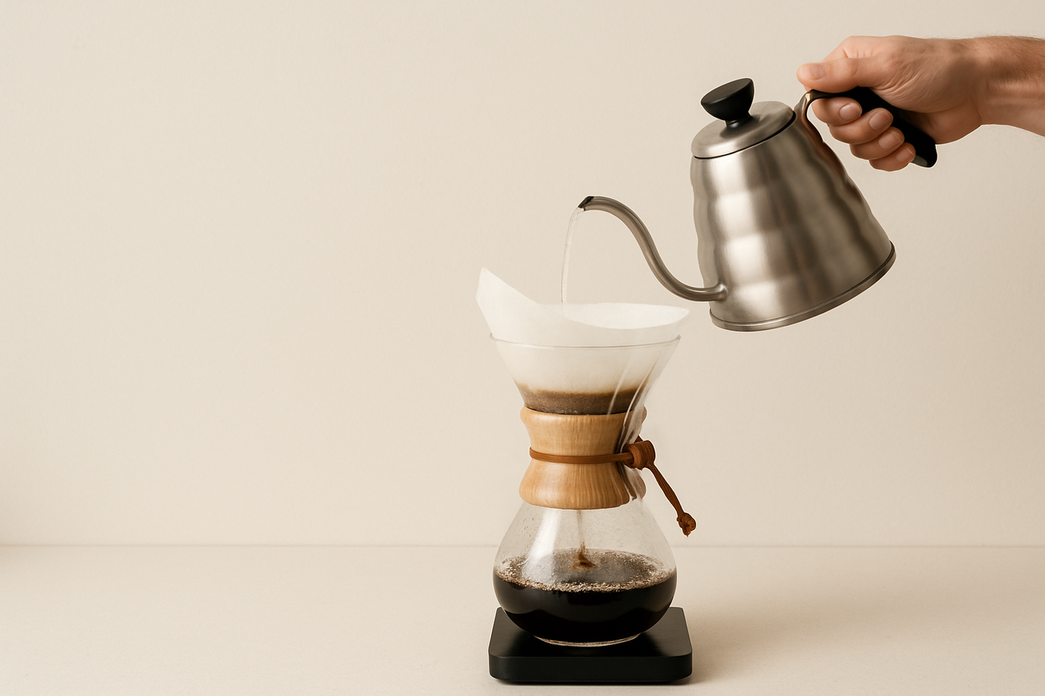 Pour-over coffee being brewed in a V60
