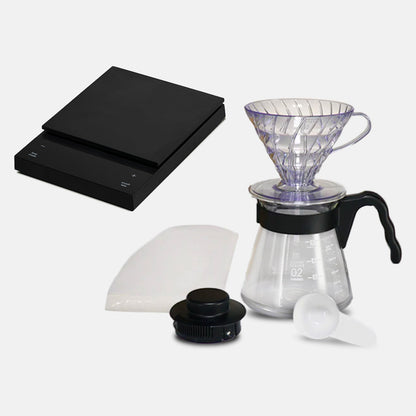 Hario Polaris Black and V60 Coffee Dripper and Server Set (Size 02) Hario