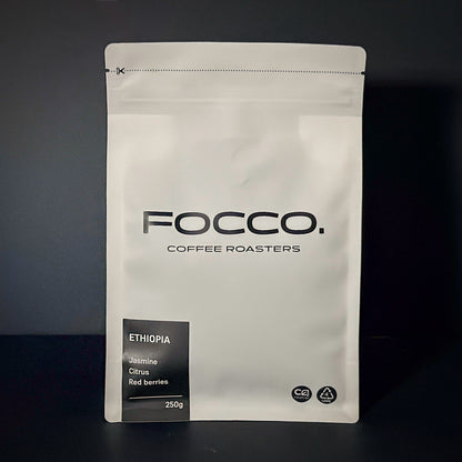 Focco Coffee Roasters coffee bag on a dark background