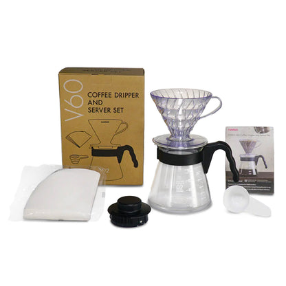 Hario Polaris White and V60 Coffee Dripper and Server Set (Size 02) Hario